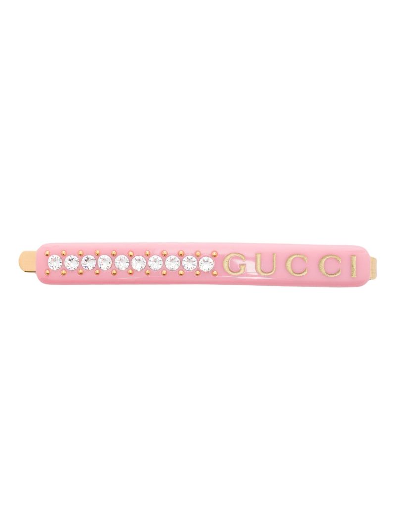 Pink Crystal Logo Hair Clip