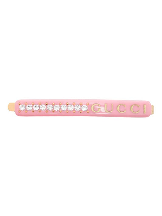 Pink Crystal Logo Hair Clip