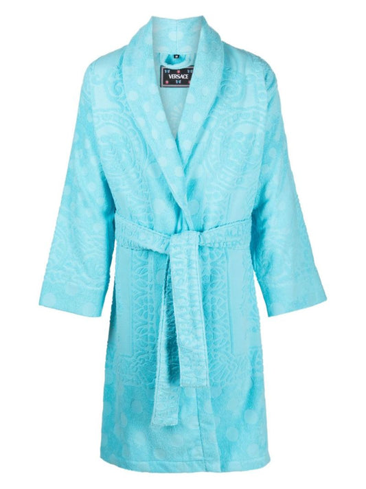 Blue Barocco Terry-cloth Cotton Robe