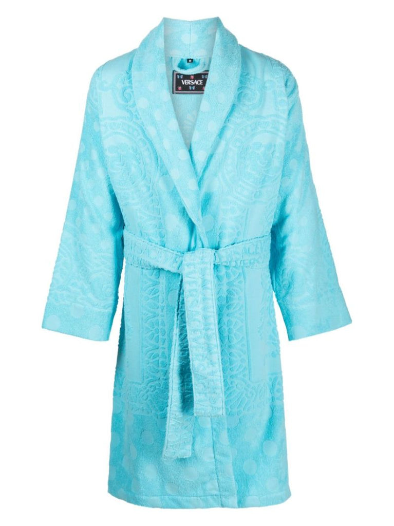 Blue Barocco Terry-cloth Cotton Robe