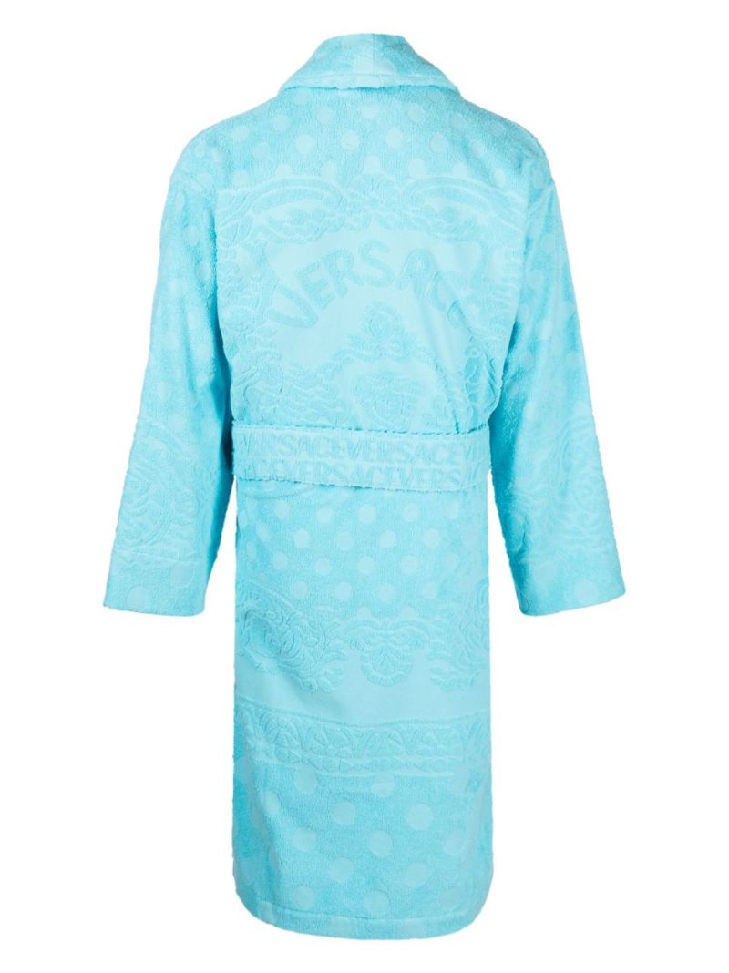 Blue Barocco Terry-cloth Cotton Robe