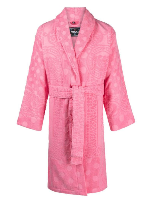 Pink Barocco Terry-clotch Cotton Robe