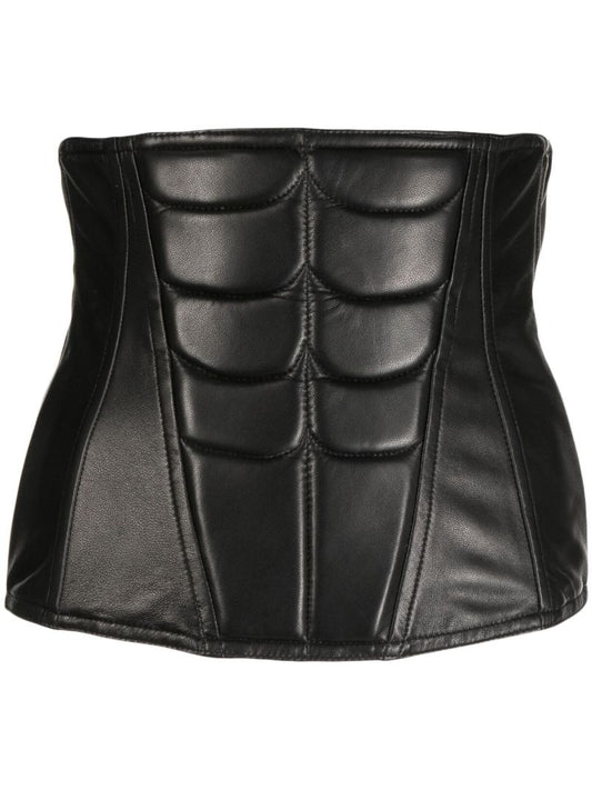 Black Embossed Leather Corset