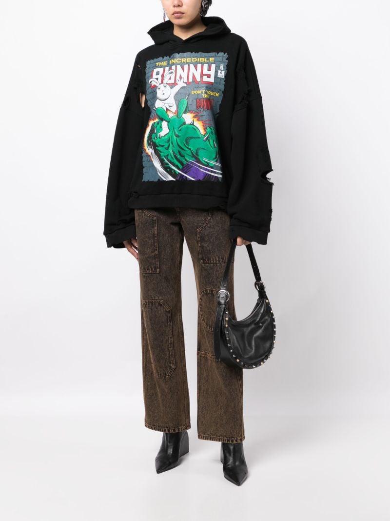 Black the Incredible Bunny-print Cotton Hoodie