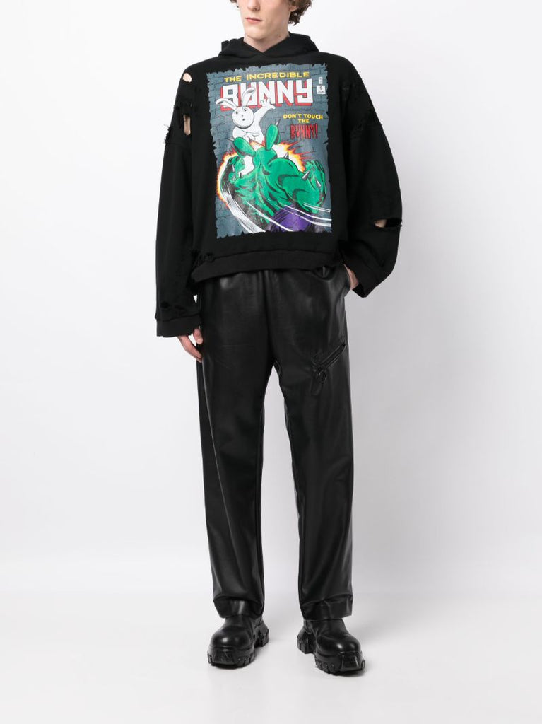 Black the Incredible Bunny-print Cotton Hoodie