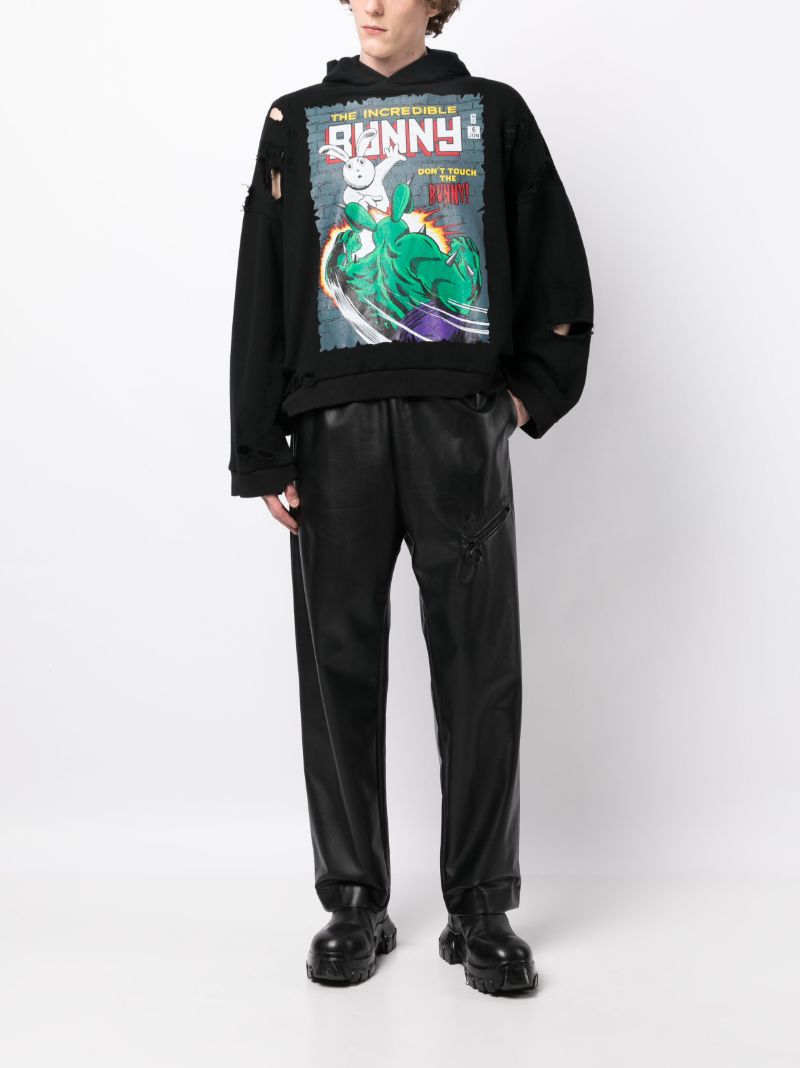 Black the Incredible Bunny-print Cotton Hoodie