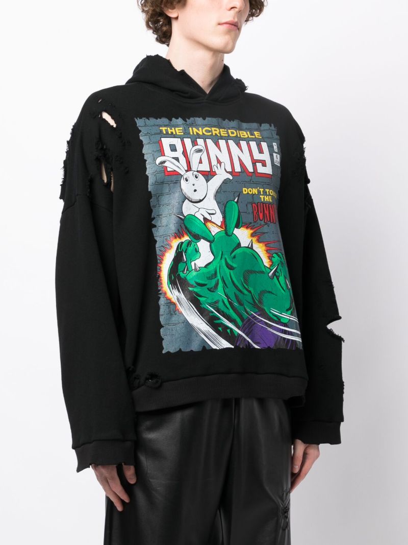 Black the Incredible Bunny-print Cotton Hoodie