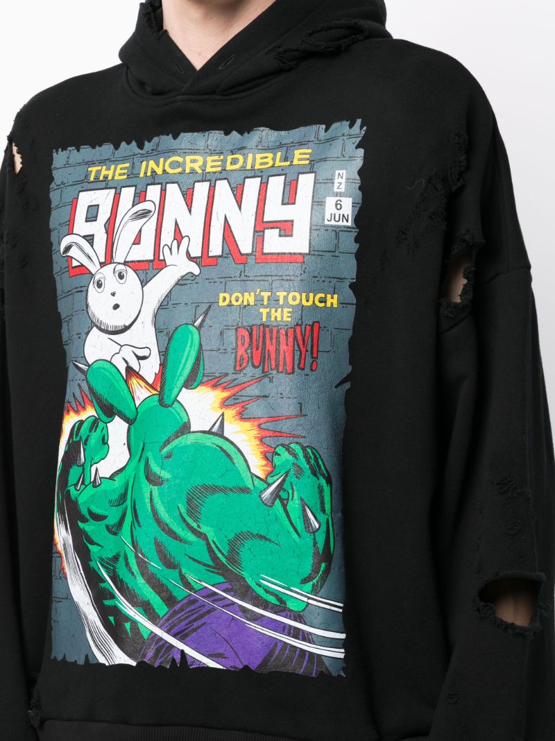 Black the Incredible Bunny-print Cotton Hoodie