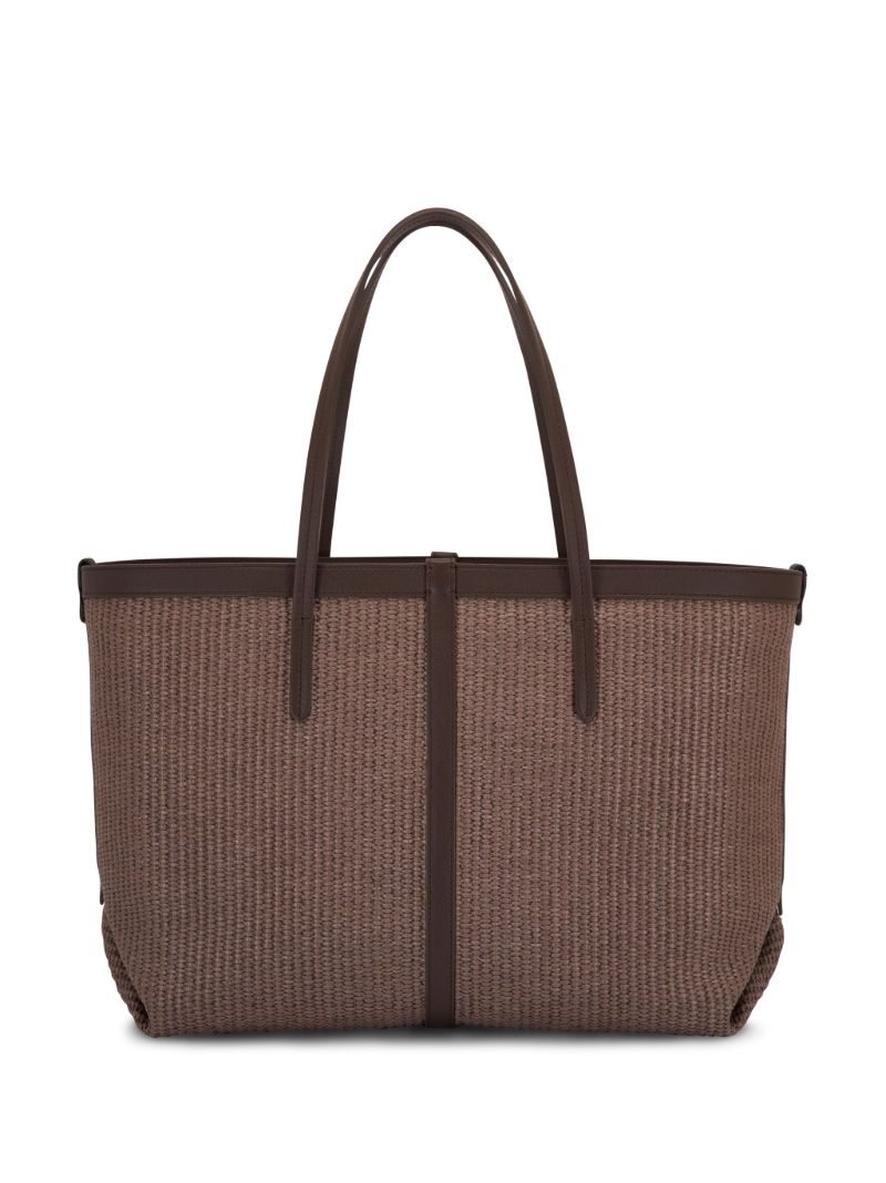 Brown Woven Raffia Tote Bag