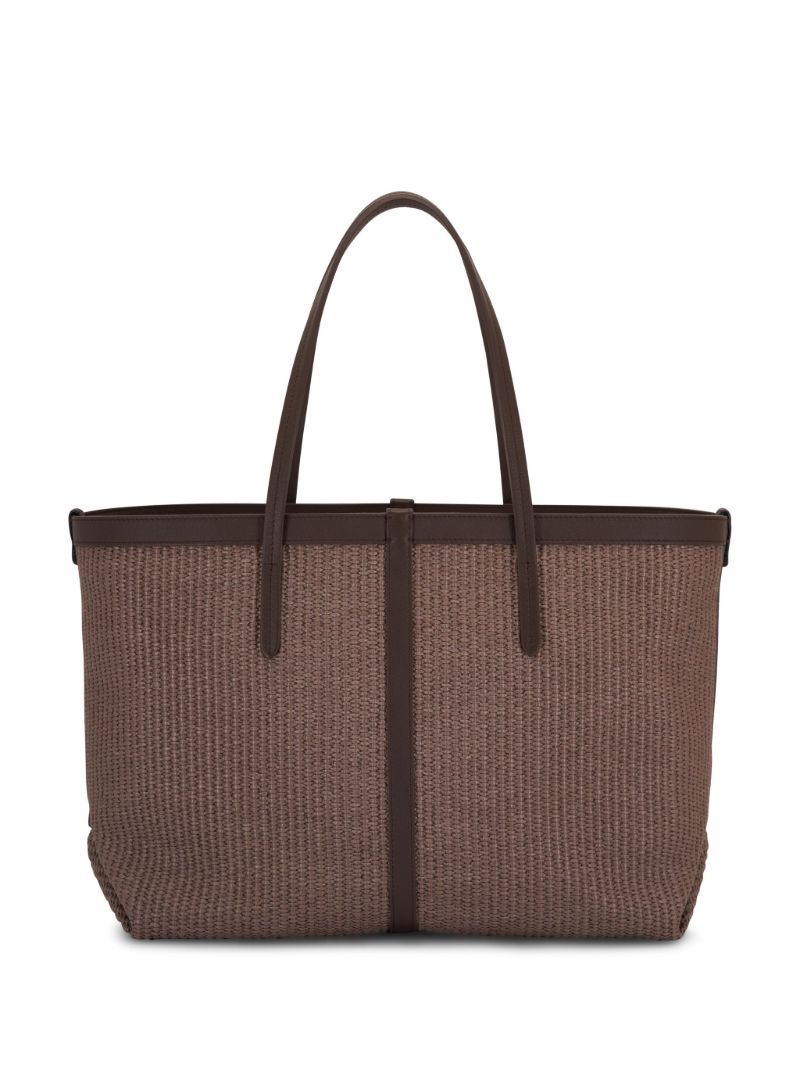 Brown Woven Raffia Tote Bag