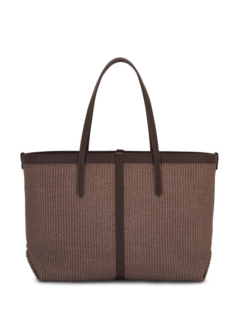 Brown Woven Raffia Tote Bag