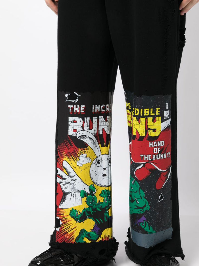 Black Graphic-print Track Pants