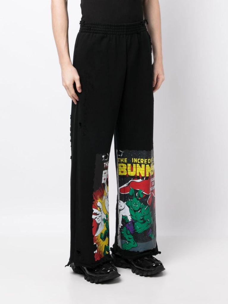 Black Graphic-print Track Pants