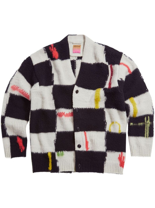 X the Elder Statesman Checkerboard Cardigan