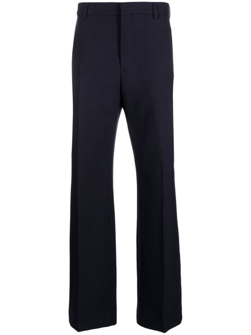 Blue Virgin Wool Straight-leg Trousers