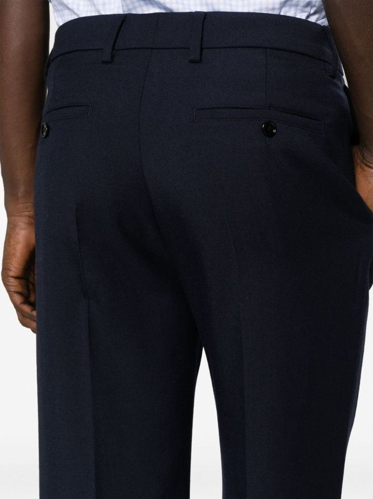Blue Virgin Wool Straight-leg Trousers