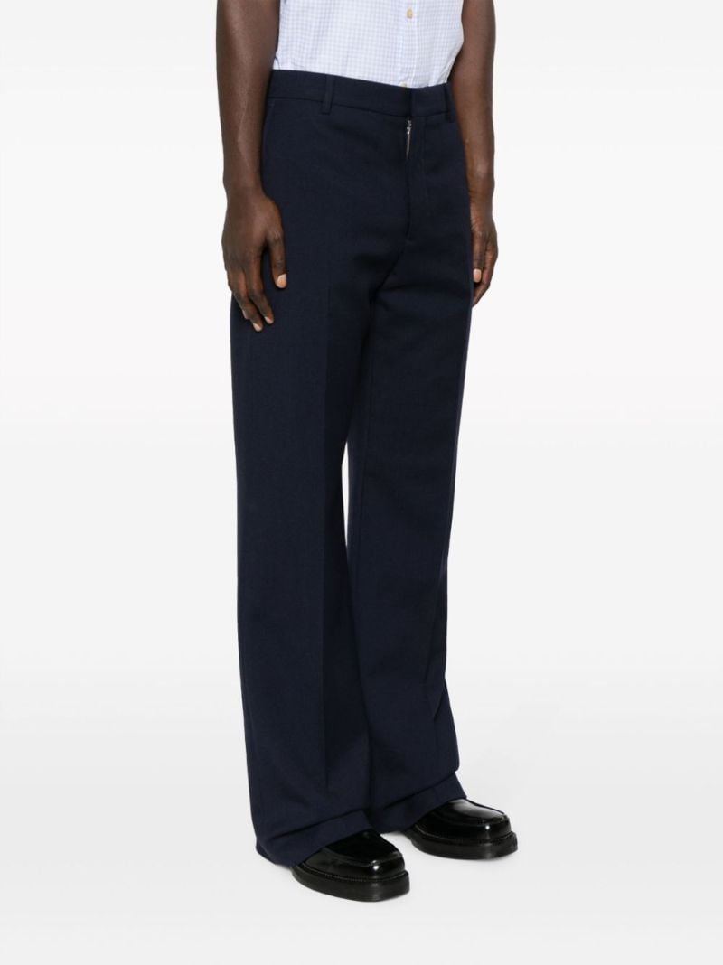 Blue Virgin Wool Straight-leg Trousers