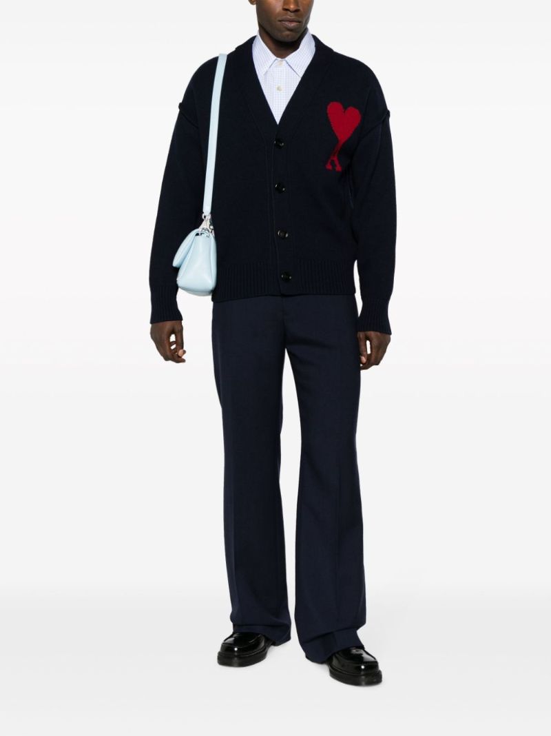 Blue Virgin Wool Straight-leg Trousers