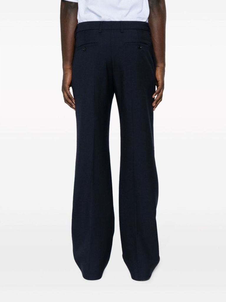 Blue Virgin Wool Straight-leg Trousers