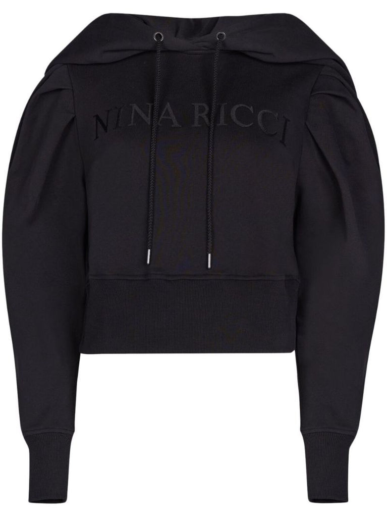 Black Logo-embroidered Cotton Hoodie