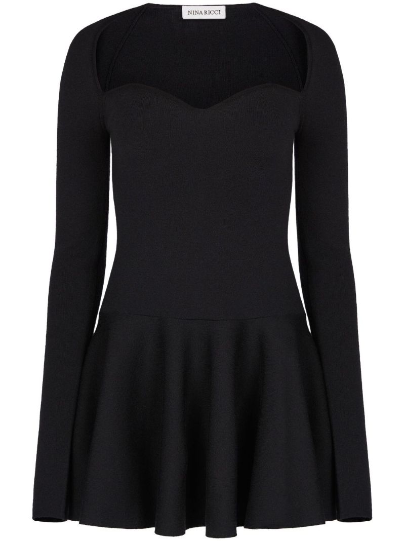 Black Sweetheart-neck Mini Dress
