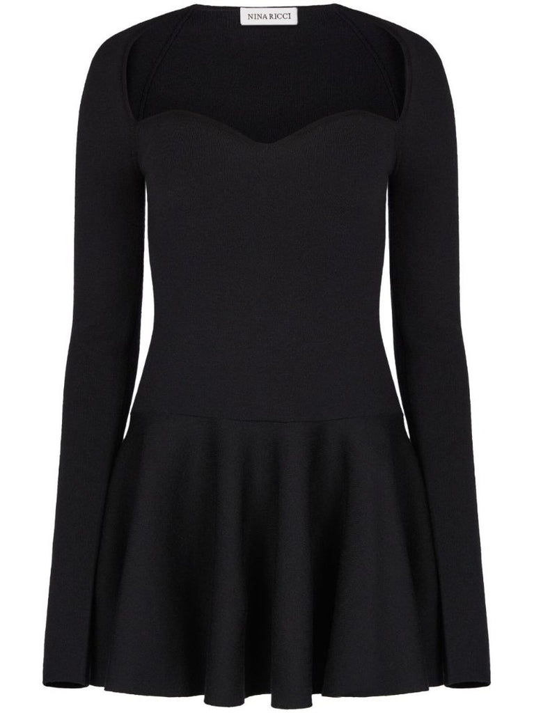 Black Sweetheart-neck Mini Dress