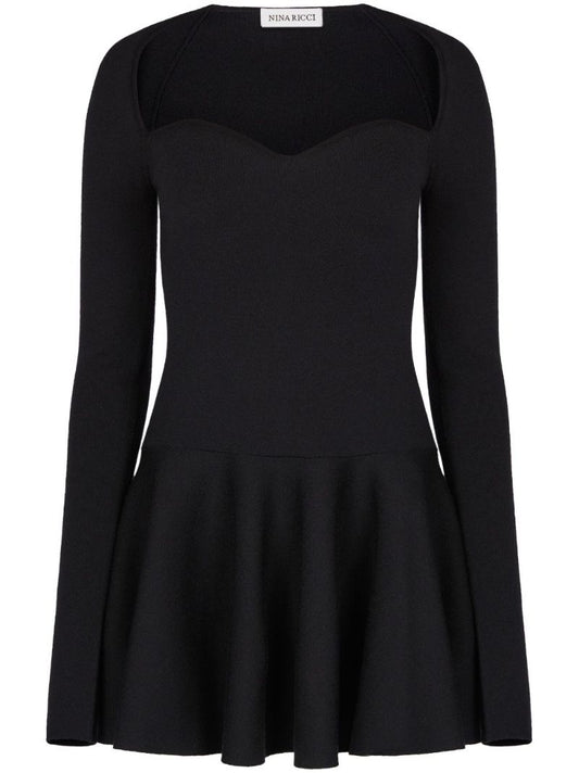 Black Sweetheart-neck Mini Dress