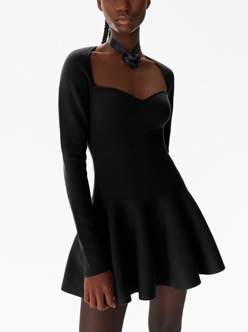 Black Sweetheart-neck Mini Dress