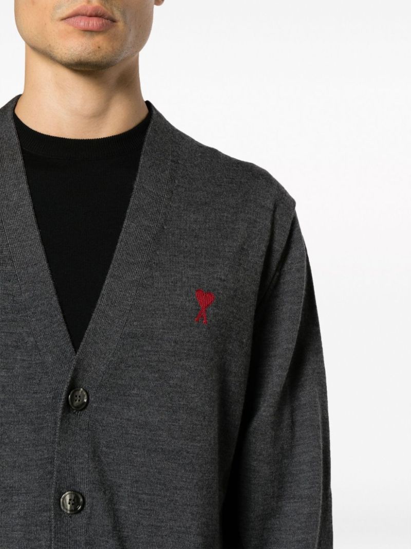 Grey Ami De Coeur Merino-wool Cardigan