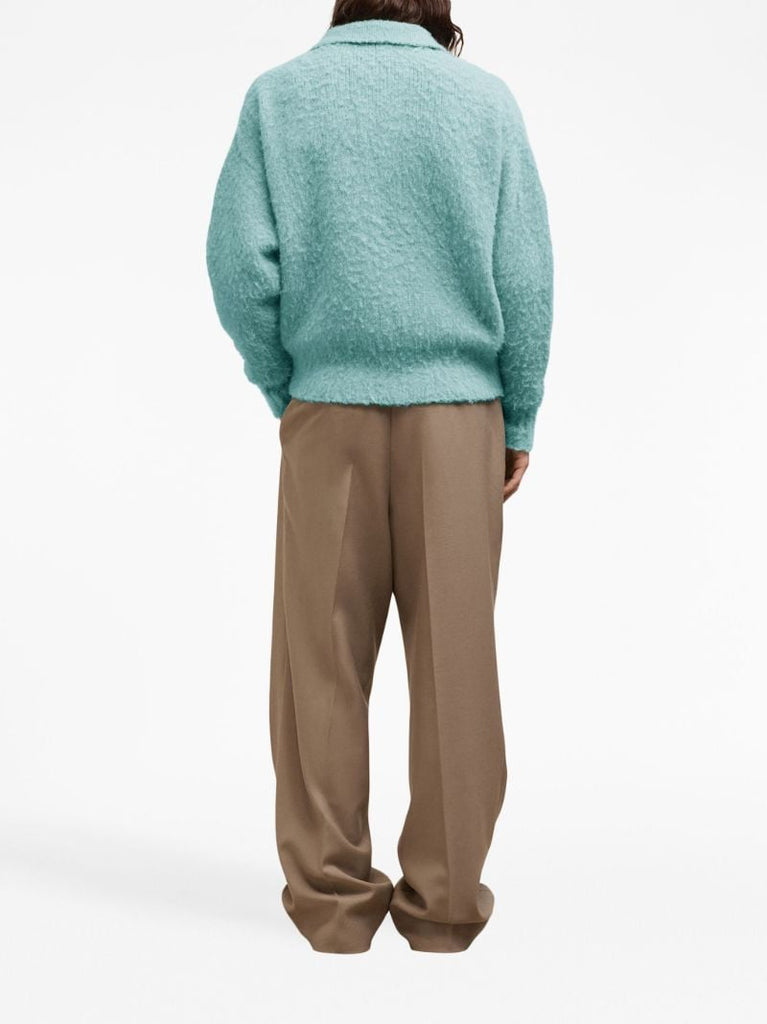 Blue Brushed Polo Sweater