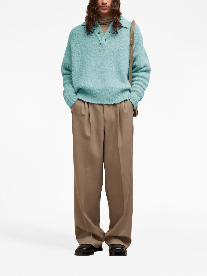 Blue Brushed Polo Sweater