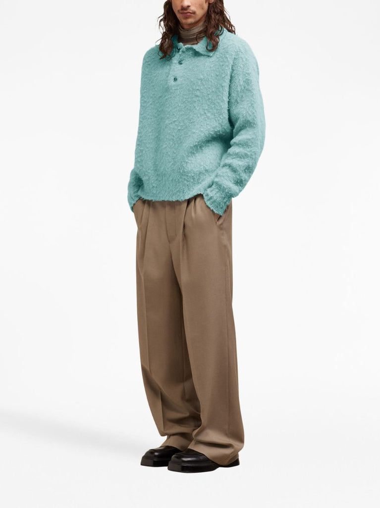 Blue Brushed Polo Sweater