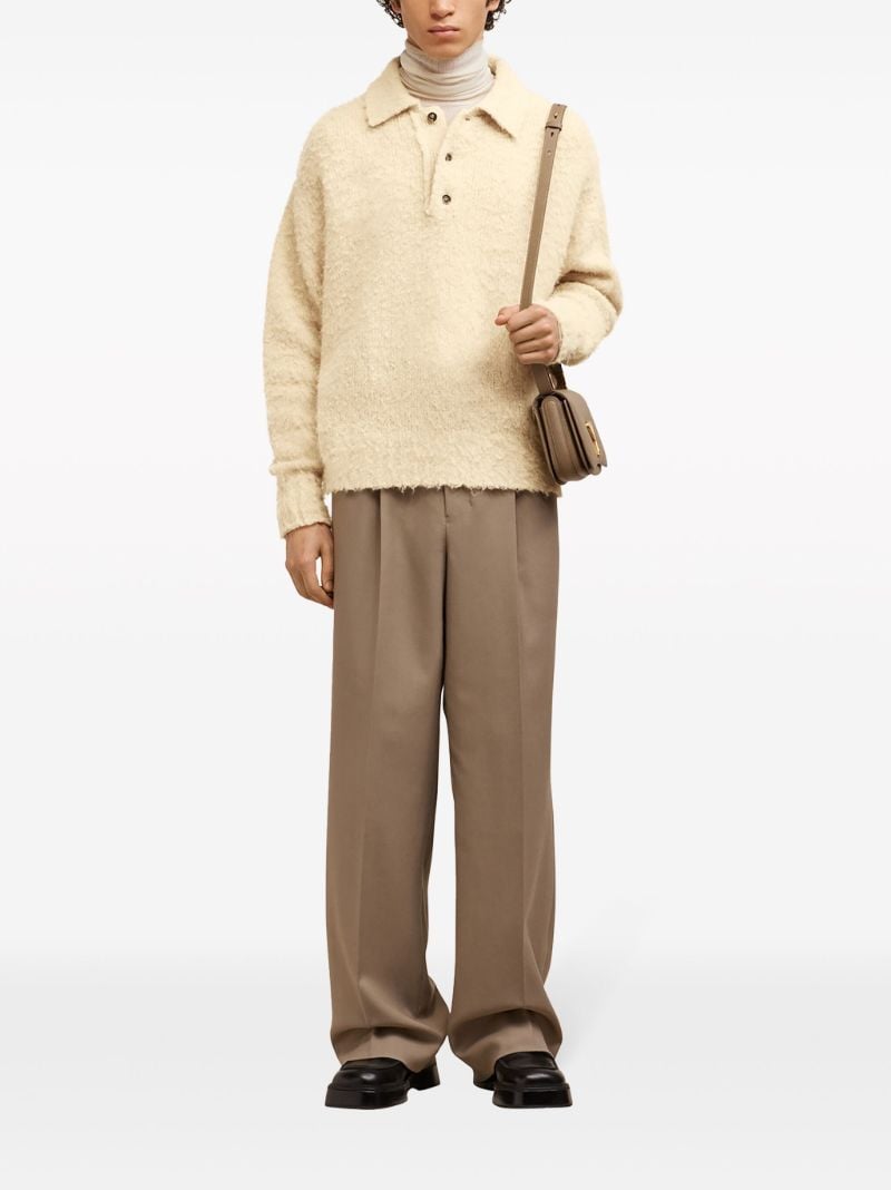 Neutral Brushed Polo Sweater