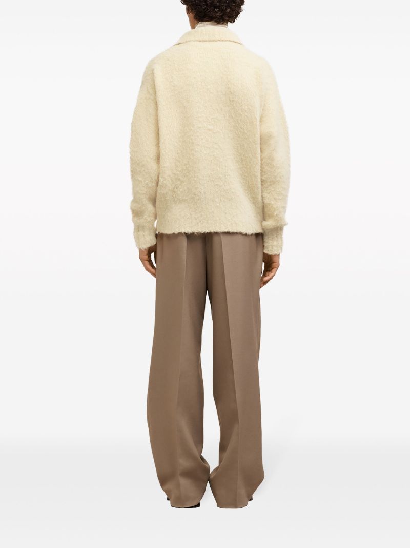 Neutral Brushed Polo Sweater