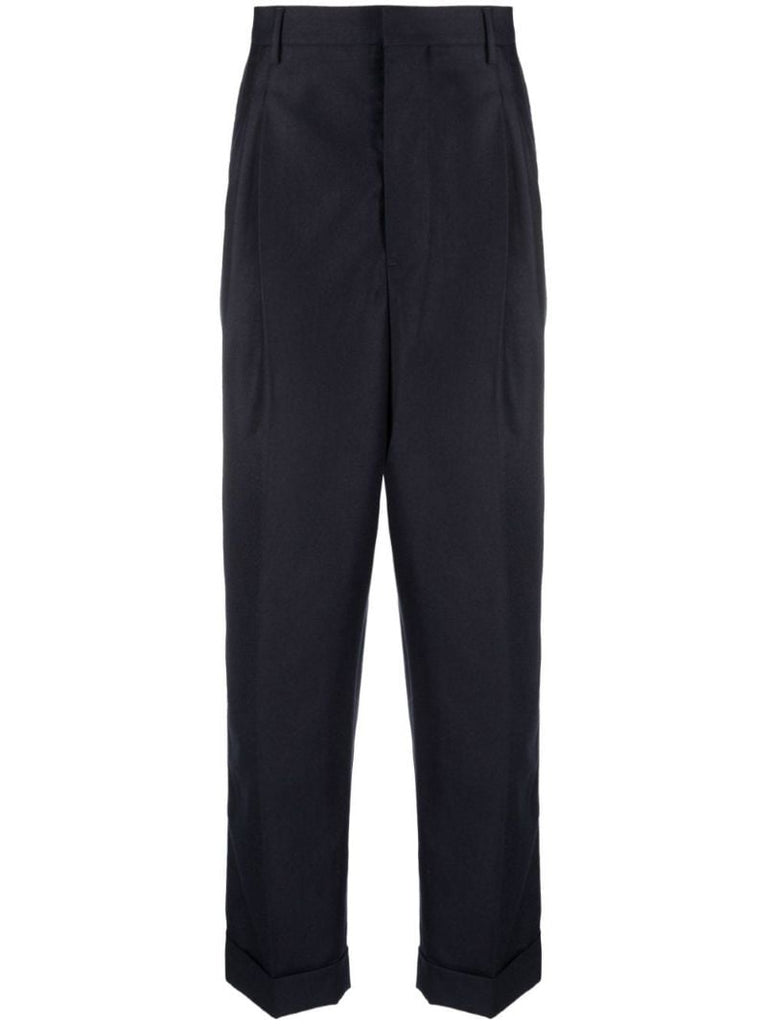 Blue Virgin-wool Tapered Trousers