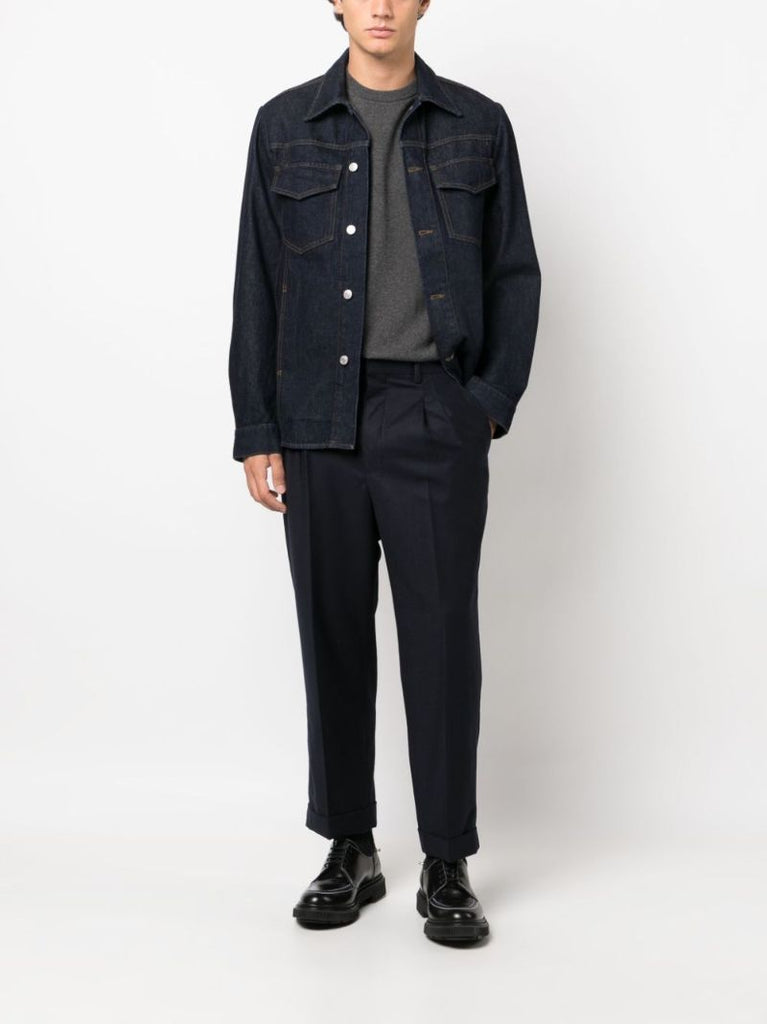 Blue Virgin-wool Tapered Trousers