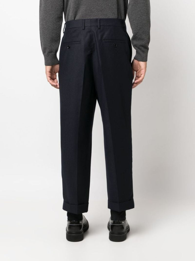 Blue Virgin-wool Tapered Trousers