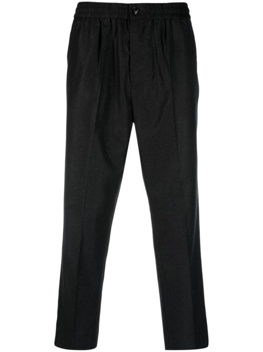 Grey Virgin-wool Cropped Trousers