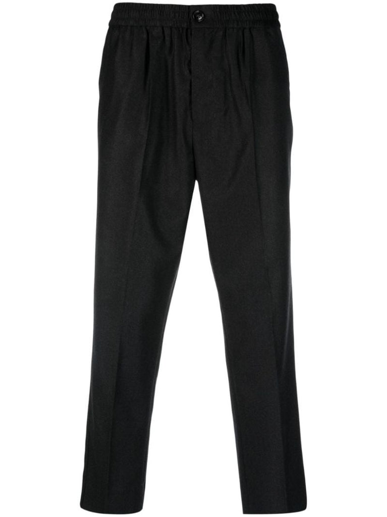 Grey Virgin-wool Cropped Trousers