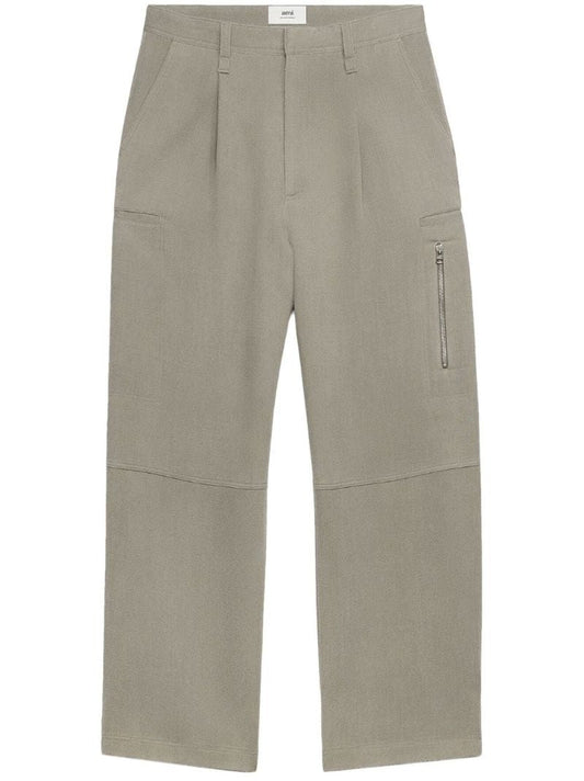 Neutral Virgin-wool Cargo Pants