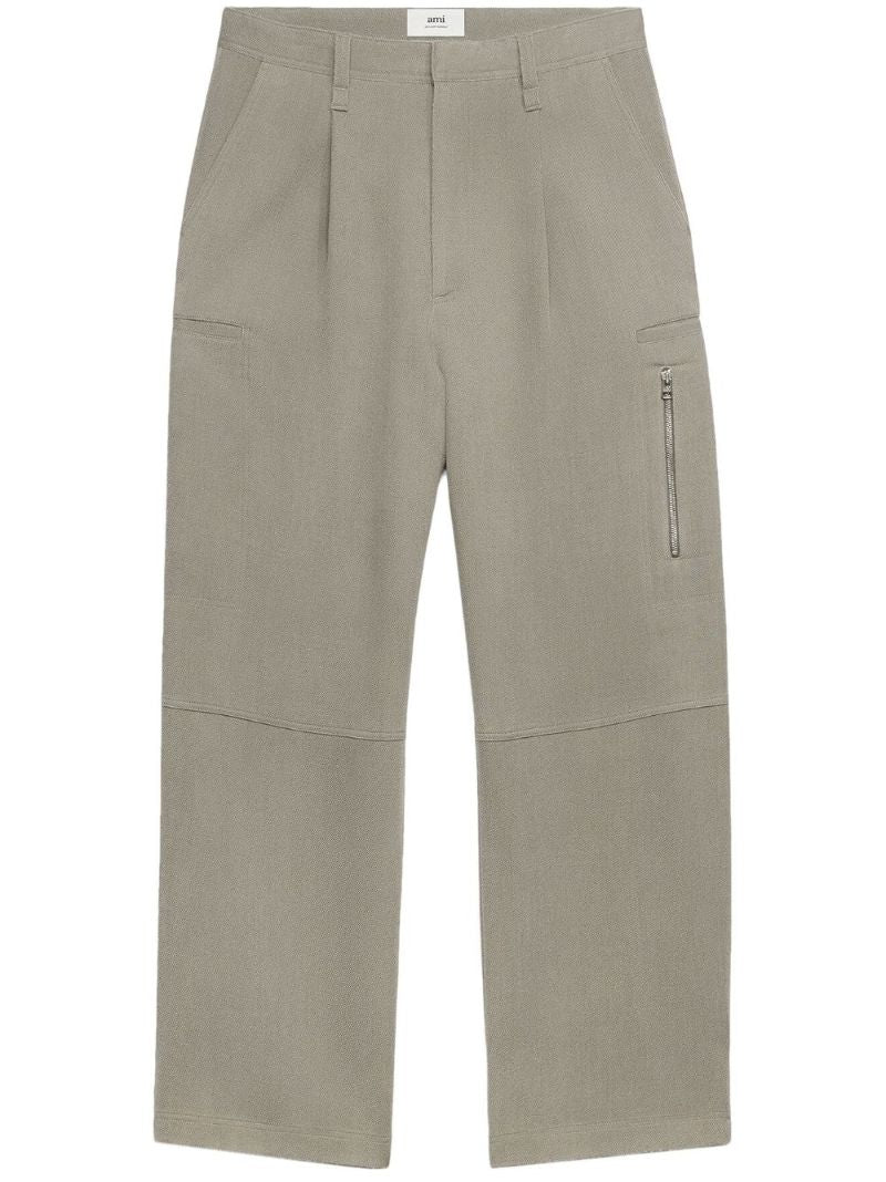 Neutral Virgin-wool Cargo Pants