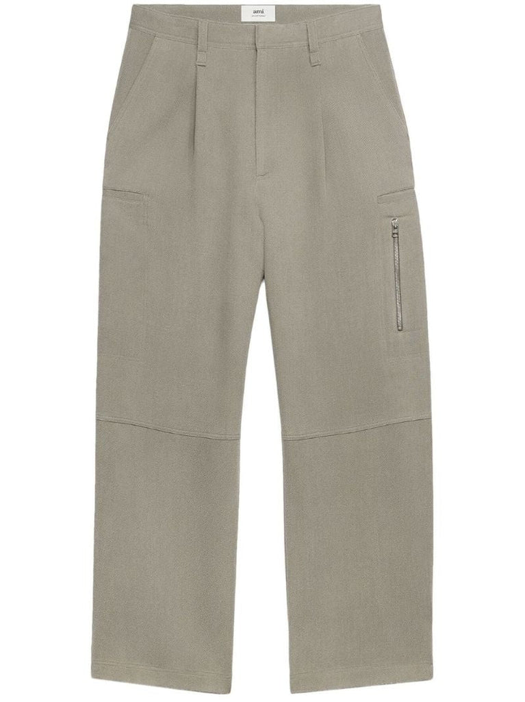 Neutral Virgin-wool Cargo Pants