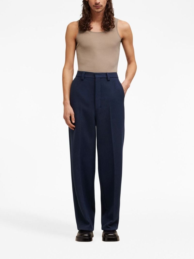 Blue Virgin-wool Wide-leg Trousers