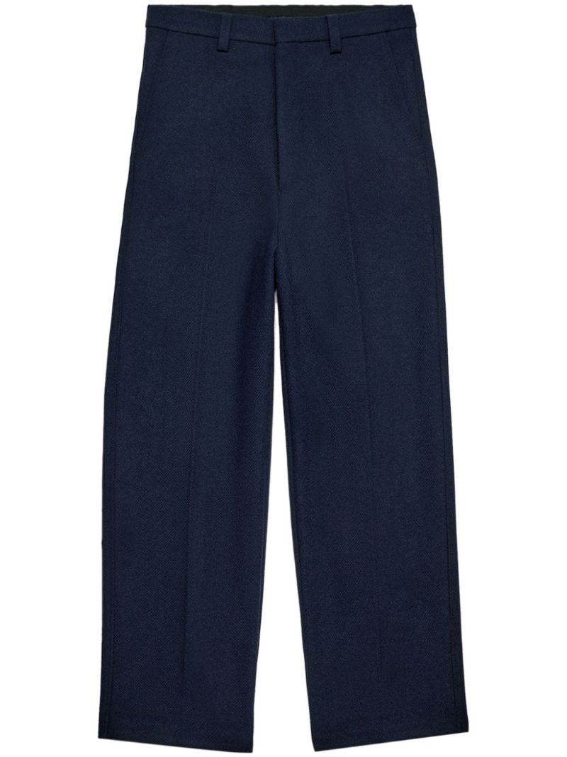 Blue Virgin-wool Wide-leg Trousers