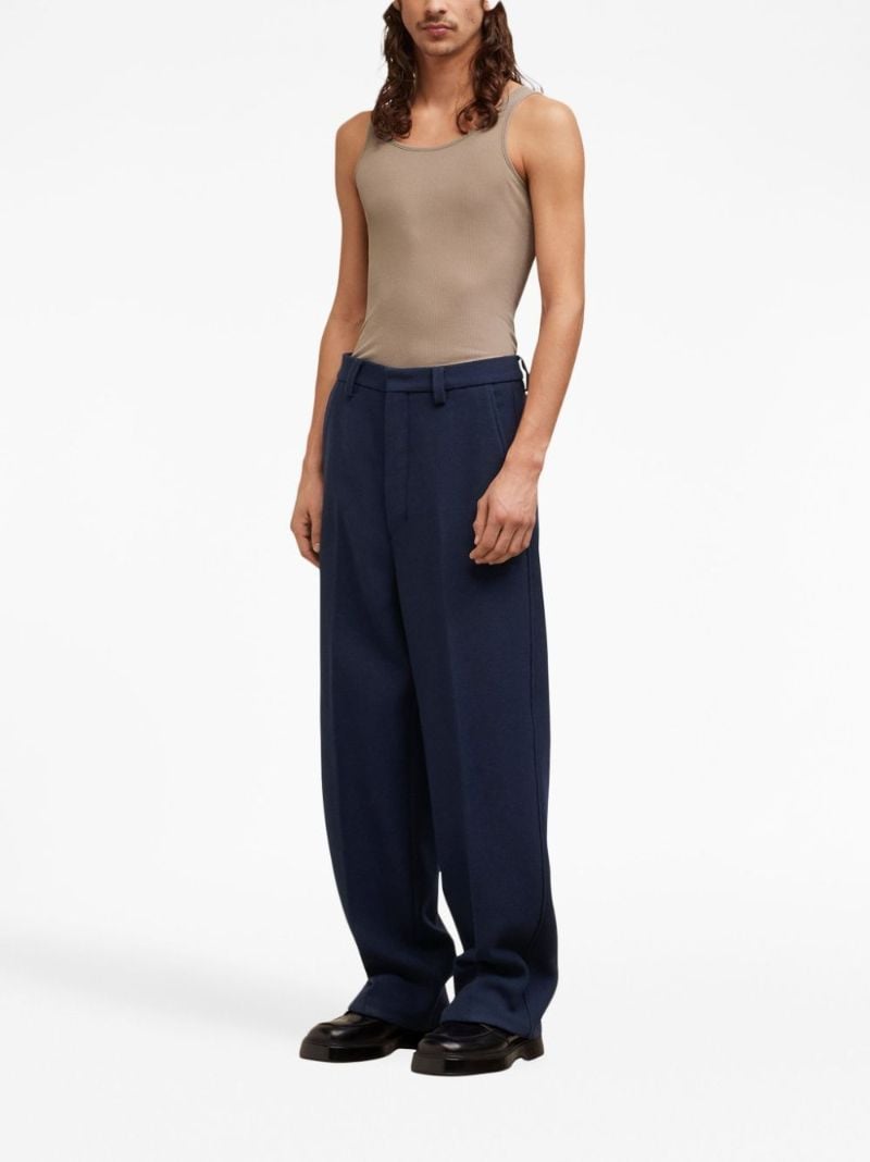 Blue Virgin-wool Wide-leg Trousers