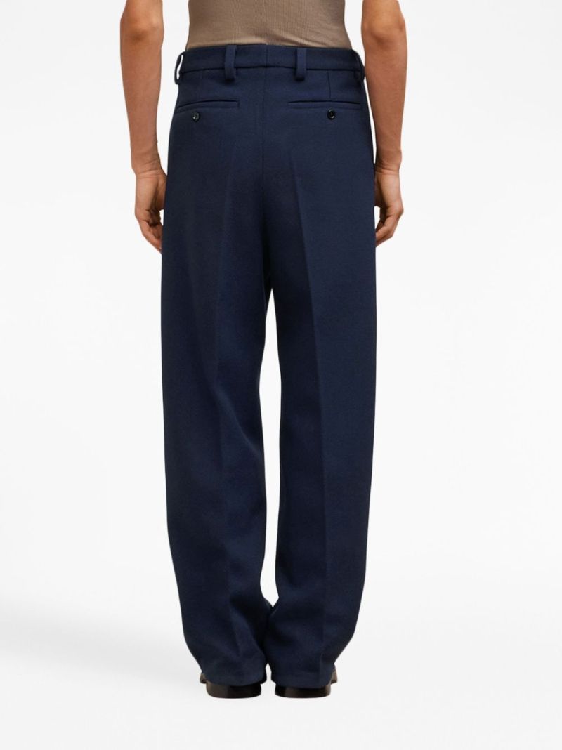 Blue Virgin-wool Wide-leg Trousers