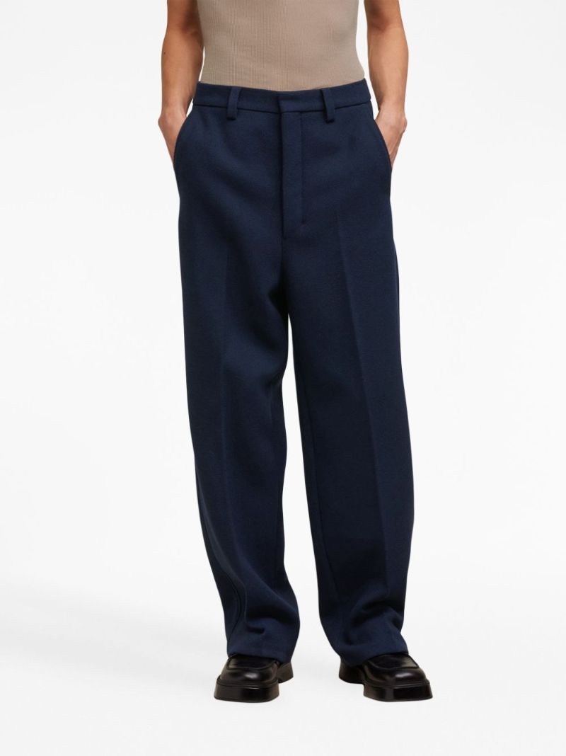 Blue Virgin-wool Wide-leg Trousers