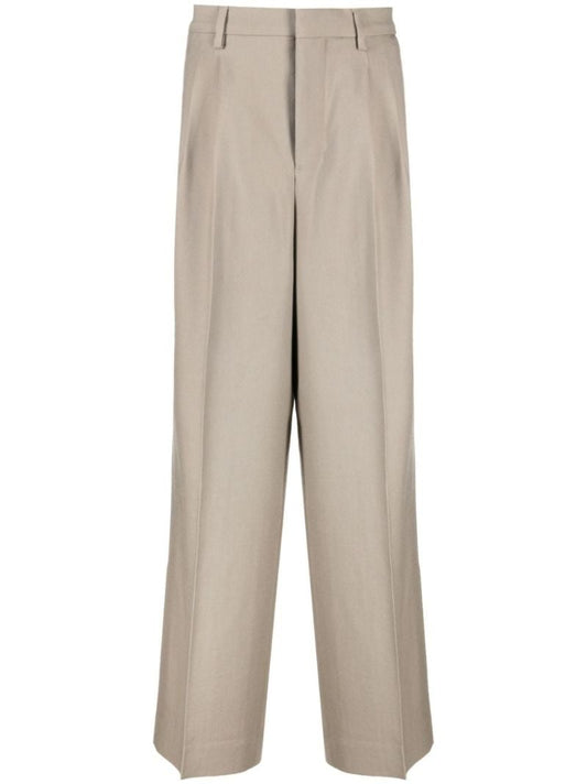 Neutral Virgin-wool Straight-leg Trousers