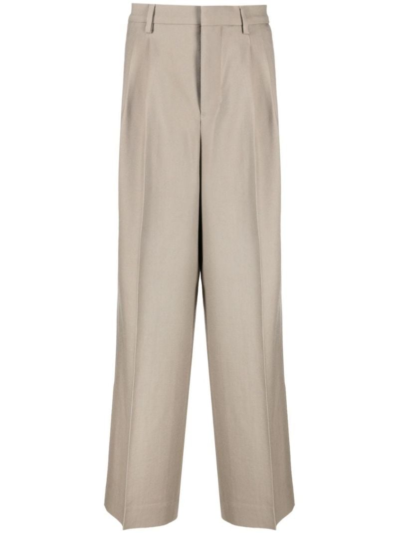 Neutral Virgin-wool Straight-leg Trousers