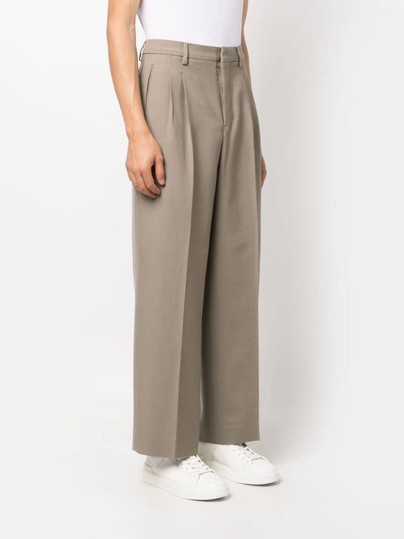 Neutral Virgin-wool Straight-leg Trousers